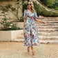 🥳Elegant waist V-neck Floral printed dress spiyle