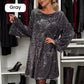 🎅Pre-Xmas Specials🎄 Long Sleeve Loose Sequined Tie-back Dress