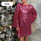 🎅Pre-Xmas Specials🎄 Long Sleeve Loose Sequined Tie-back Dress