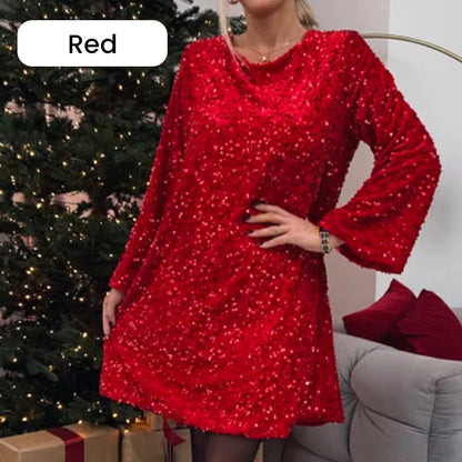 🎅Pre-Xmas Specials🎄 Long Sleeve Loose Sequined Tie-back Dress