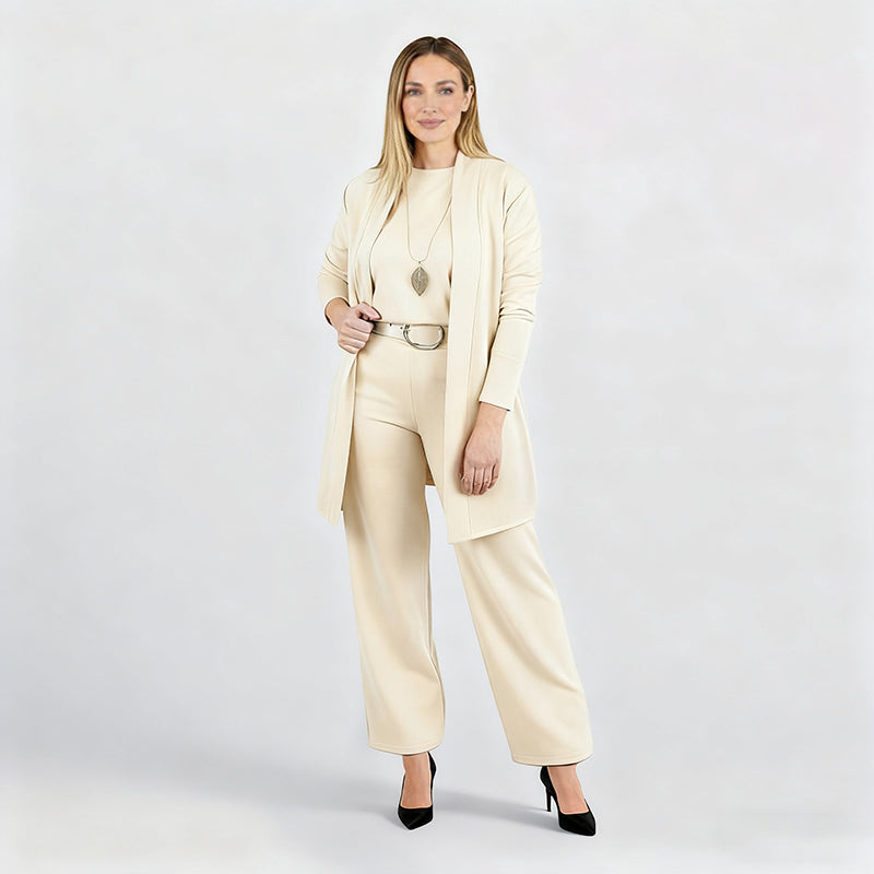 ⏳Time-Limited Special⏰Elegant 3-piece set including long cardigan, top and pants💞