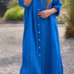 🌸Spring Specials🌸 Women's Casual Solid Color Button Front Linen Shirt Dress