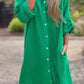 🌸Spring Specials🌸 Women's Casual Solid Color Button Front Linen Shirt Dress