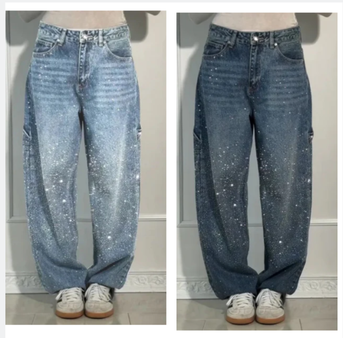 ⏳Time-limited Special⏰Women's Straight Jeans with Rhinestones