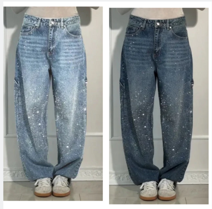 ⏳Time-limited Special⏰Women's Straight Jeans with Rhinestones