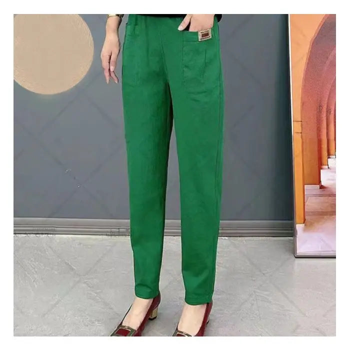 😍Slim down instantly💝Women's Elastic Waist Cotton Pants spiyle