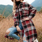 🍂Fall Specials🍂Women's Plaid Print Long Sleeve Warm Tweed Coat