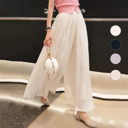 🔥Hot Sale 49% Off🔥Glazed Ice Silk Floor-Length Wide-Leg Culottes spiyle