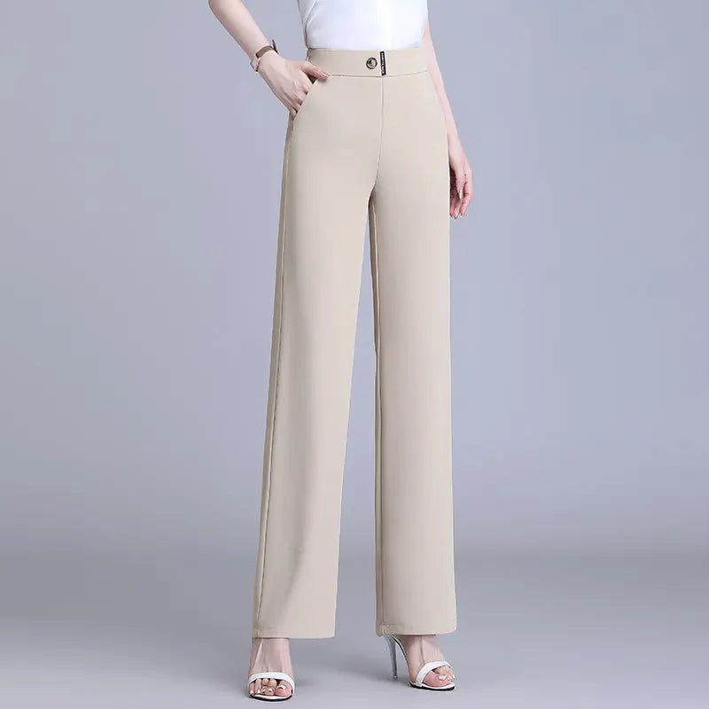 High-waisted Flesh-concealing Thin Icy Narrow Straight-leg Pants spiyle