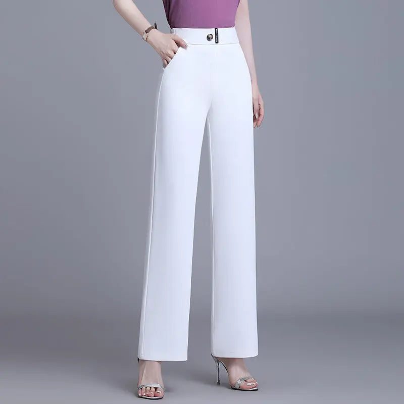 High-waisted Flesh-concealing Thin Icy Narrow Straight-leg Pants spiyle