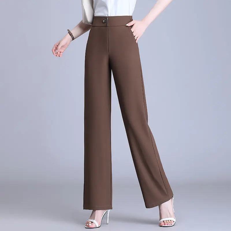 High-waisted Flesh-concealing Thin Icy Narrow Straight-leg Pants spiyle