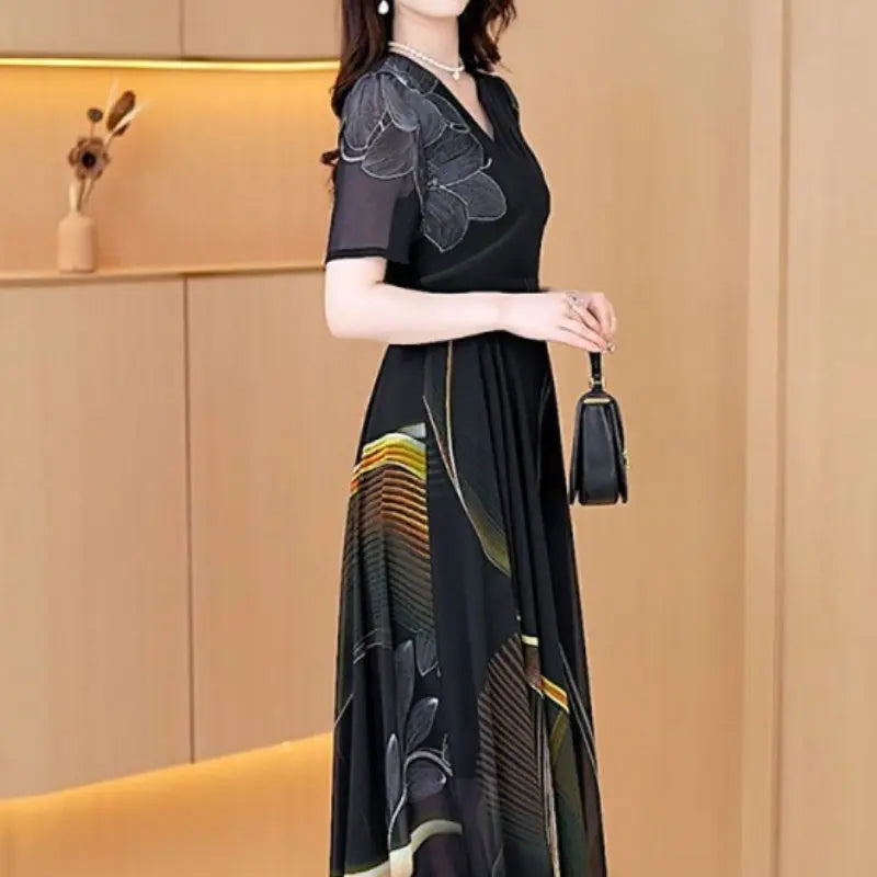 Women's Elegant Printed Tulle Dresses spiyle