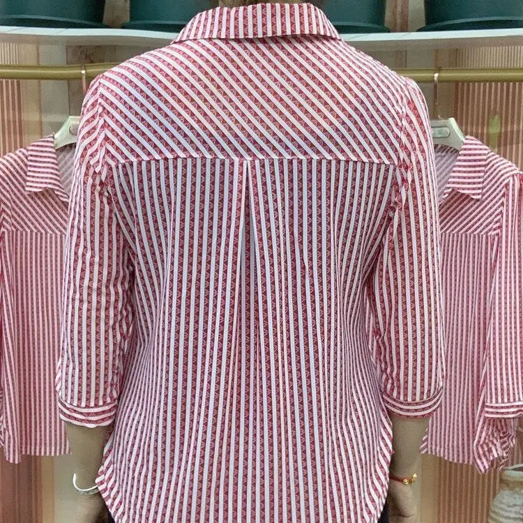 🎉Limited Time Event Half Price🎉Lady's Striped Lapel Shirt spiyle