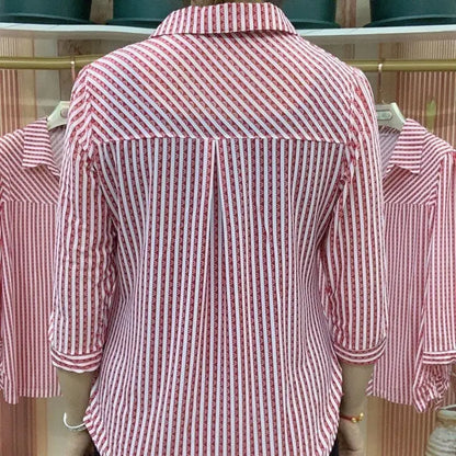 🎉Limited Time Event Half Price🎉Lady's Striped Lapel Shirt spiyle