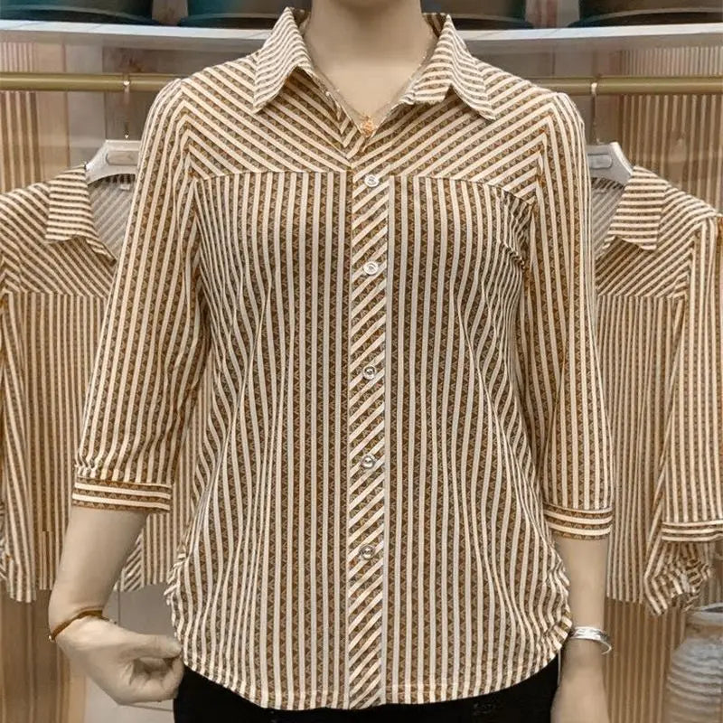 🎉Limited Time Event Half Price🎉Lady's Striped Lapel Shirt spiyle