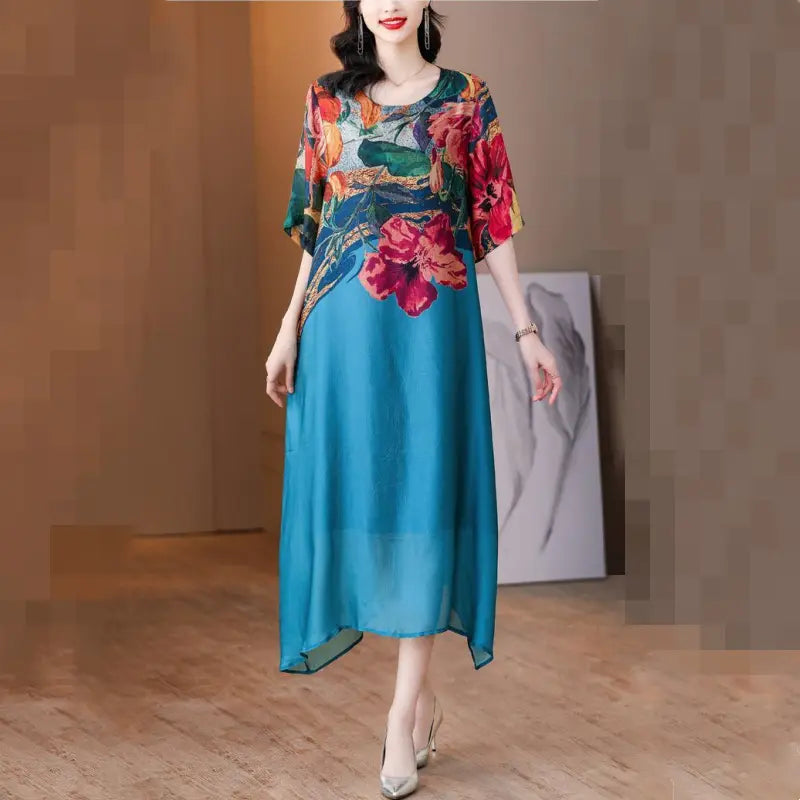 💃Women's Elegant Flowy Floral Print Plus Size Dress spiyle