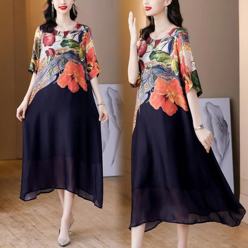 💃Women's Elegant Flowy Floral Print Plus Size Dress spiyle