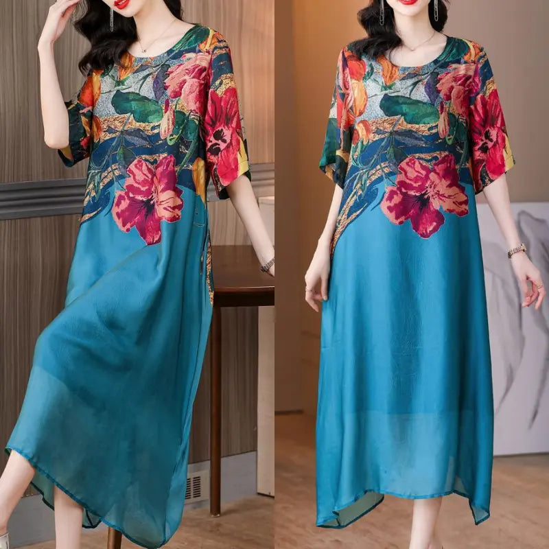 💃Women's Elegant Flowy Floral Print Plus Size Dress spiyle