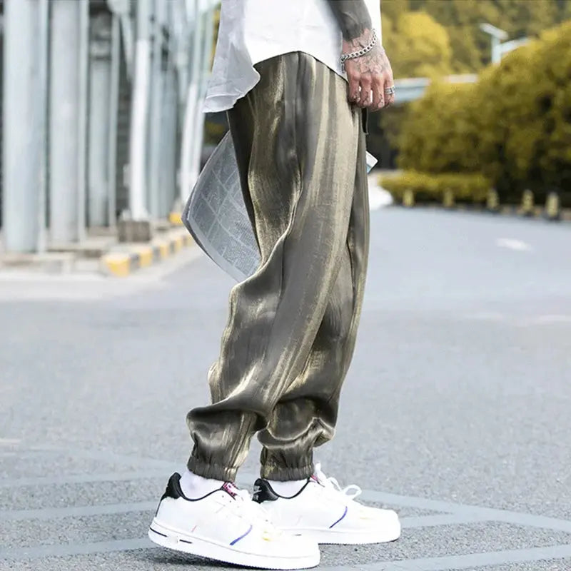 Men's Reflective Relaxed Fit Casual Jogger Pants spiyle