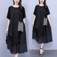 Women's Round Neck Patchwork Loose Dress spiyle