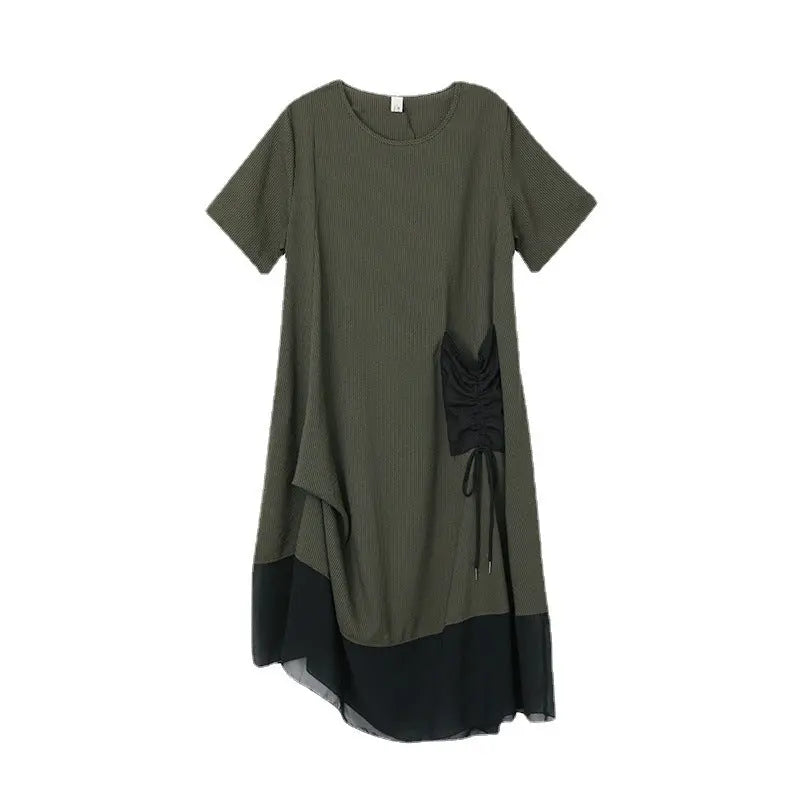 Women's Round Neck Patchwork Loose Dress spiyle