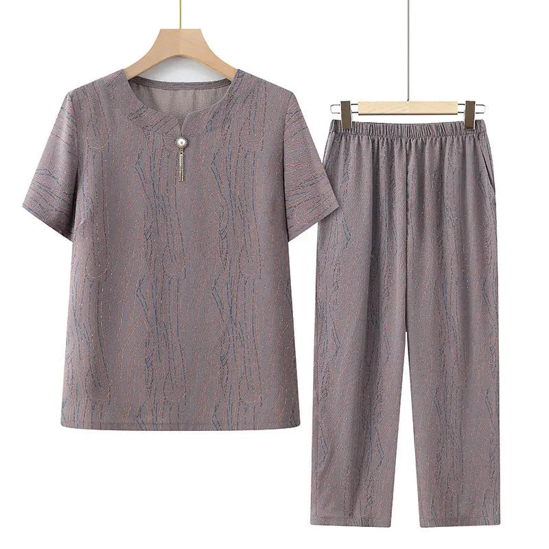 🎁Hot Sale 40% OFF⏳Short Sleeve Top Elastic Waistband Pants Casual 2 Piece Set spiyle