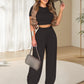 Women's Two-Piece Fitted Short Sleeve T-Shirt & Loose Pants Set