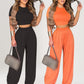 Women's Two-Piece Fitted Short Sleeve T-Shirt & Loose Pants Set