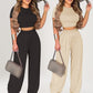 Women's Two-Piece Fitted Short Sleeve T-Shirt & Loose Pants Set