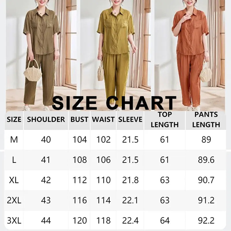 🔥Time-limited promotion🔥Casual Solid Color Short Sleeve Shirt & Ankle Pants 2 Piece Set spiyle