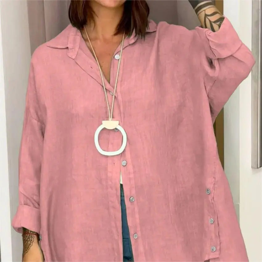 🔥Hot Sale 50% off🔥Women's Casual Solid Color Long Sleeve Button Down Shirt spiyle