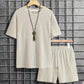 Men’s Summer 2-piece Set - Drop Shoulder T-shirt and Drawstring Shorts spiyle