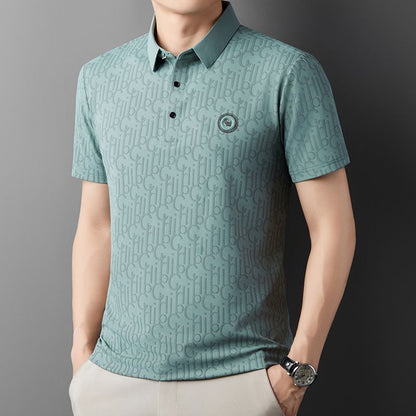 ☄️Spring Specials🎉 Men's Breathable Ice Silk Cooling Lapel T-shirt