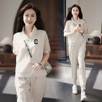 Women's Summer Tracksuit Set Half Zip Top & Joggers spiyle