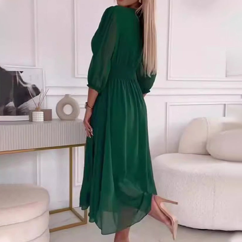 🌷Exclusive Offers💞Women's V-neck Lightweight Chiffon Dresses spiyle