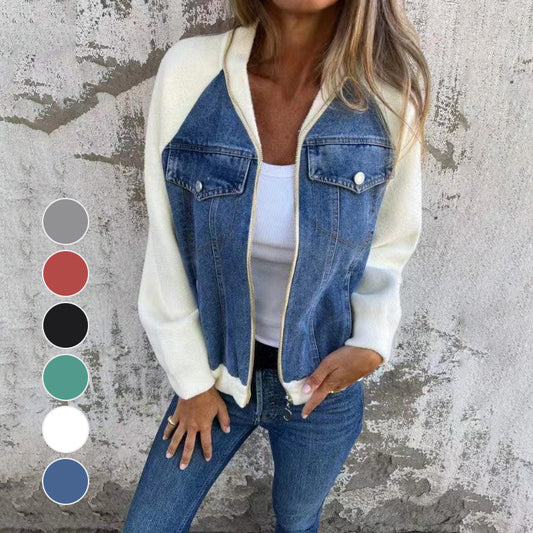 ⏳Time-limited Special⏰Women's Creative Denim Splicing Jacket🧥