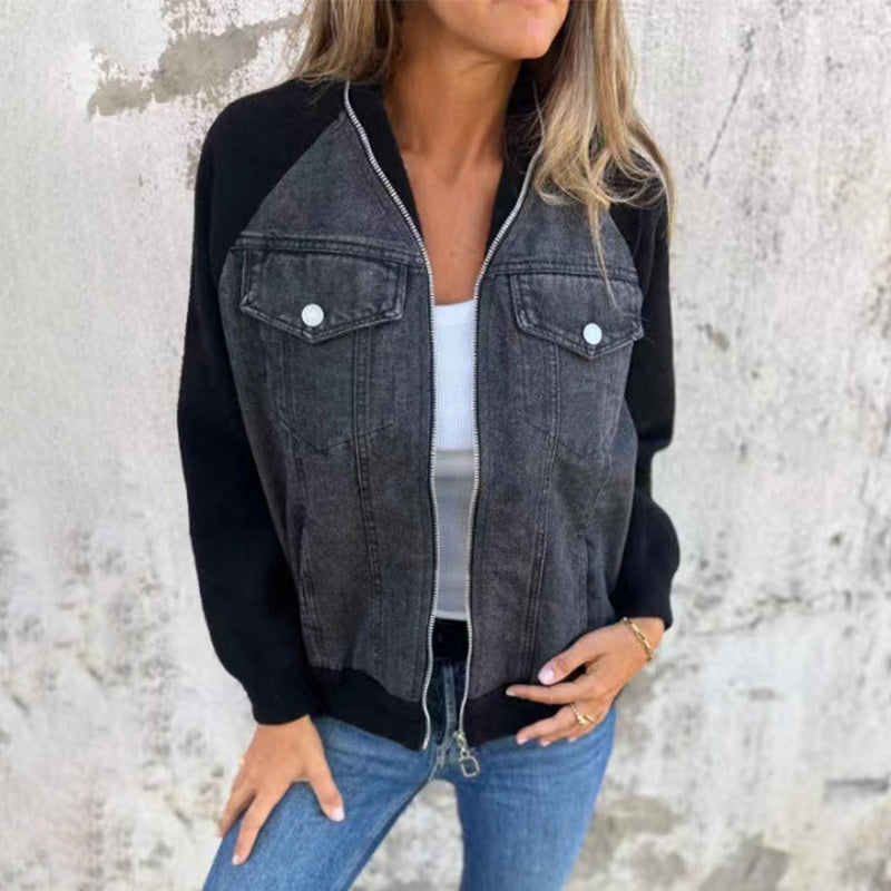 ⏳Time-limited Special⏰Women's Creative Denim Splicing Jacket🧥