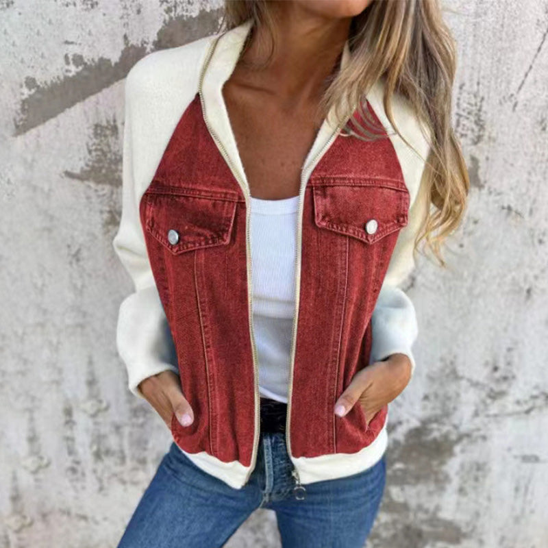 ⏳Time-limited Special⏰Women's Creative Denim Splicing Jacket🧥