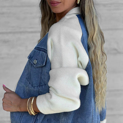 ⏳Time-limited Special⏰Women's Creative Denim Splicing Jacket🧥