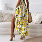 🍋Women’s Elegant Lemon Print Spaghetti Strap Flowy Long Dress
