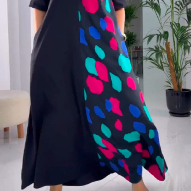 🔥GET 50% OFF Limited-Time🔥Short-sleeved printed loose dress with cold shoulder for women spiyle