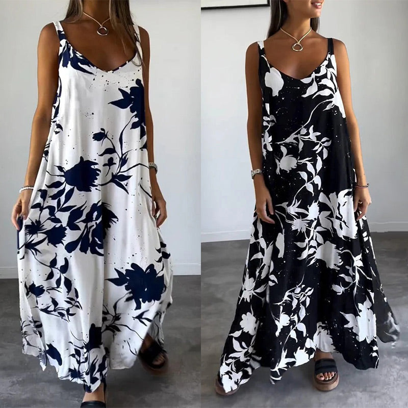 🔥HOT SALE GET 50% OFF🔥Women's Floral Spaghetti Strap Sleeveless Backless Flowing Dress spiyle