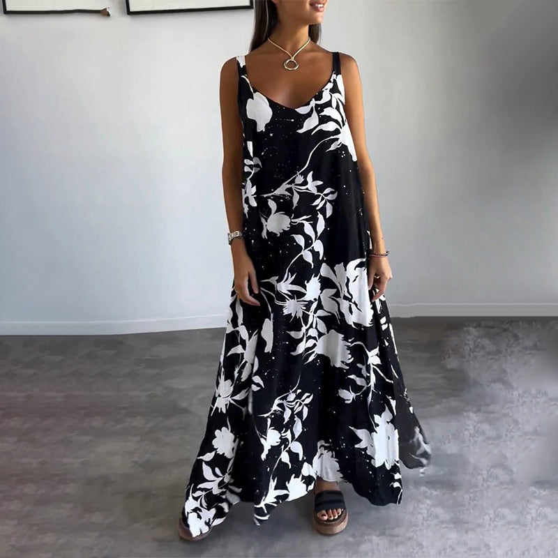 🔥HOT SALE GET 50% OFF🔥Women's Floral Spaghetti Strap Sleeveless Backless Flowing Dress spiyle