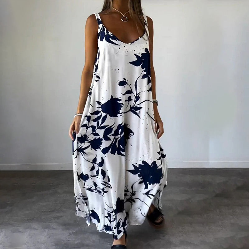 🔥HOT SALE GET 50% OFF🔥Women's Floral Spaghetti Strap Sleeveless Backless Flowing Dress spiyle