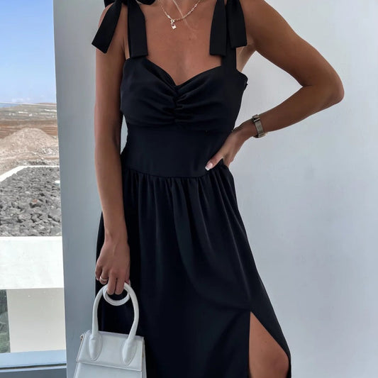 🔥GET 50% OFF Limited-Time🔥Women’s Tie Strap Pleated Slit Hem Dress spiyle