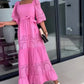 ⏳Time-limited Special⏰Women’s Trendy Patchwork Tie Waist Square Neck Long Dress