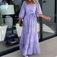 ⏳Time-limited Special⏰Women’s Trendy Patchwork Tie Waist Square Neck Long Dress