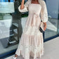 ⏳Time-limited Special⏰Women’s Trendy Patchwork Tie Waist Square Neck Long Dress