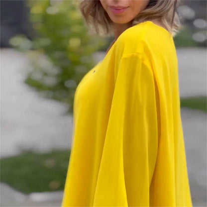 ✨Double-Layer V-neck Zipper 3/4 Sleeves Trendy Tops✈️Buy 2 for free shipping spiyle