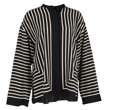 Casual Striped Round Neck Button Front Blouse✈️Buy 2 for free shipping spiyle